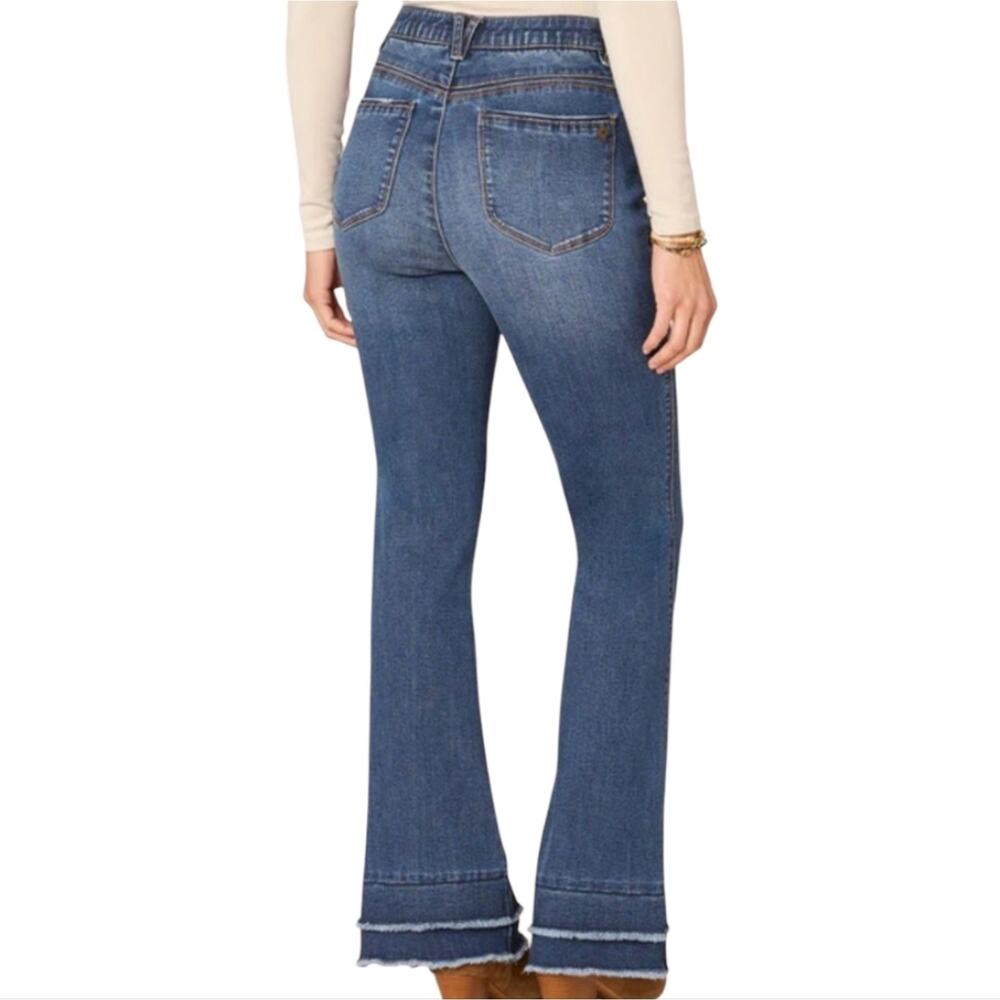 Democracy Liberty Bell Flare Distressed Women's Blue Flared Jeans Size 8